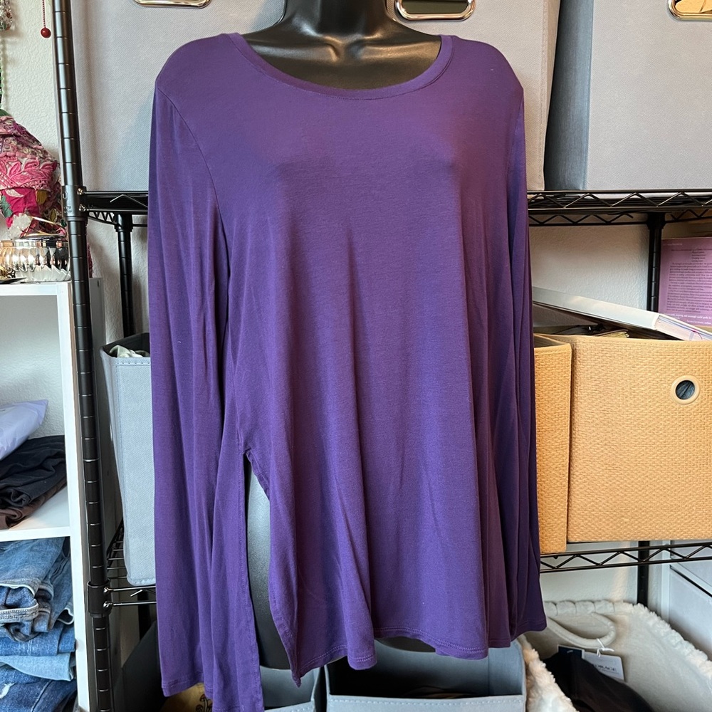 LOGO by Lori Goldstein Deep Purple Long-Sleeve Tee